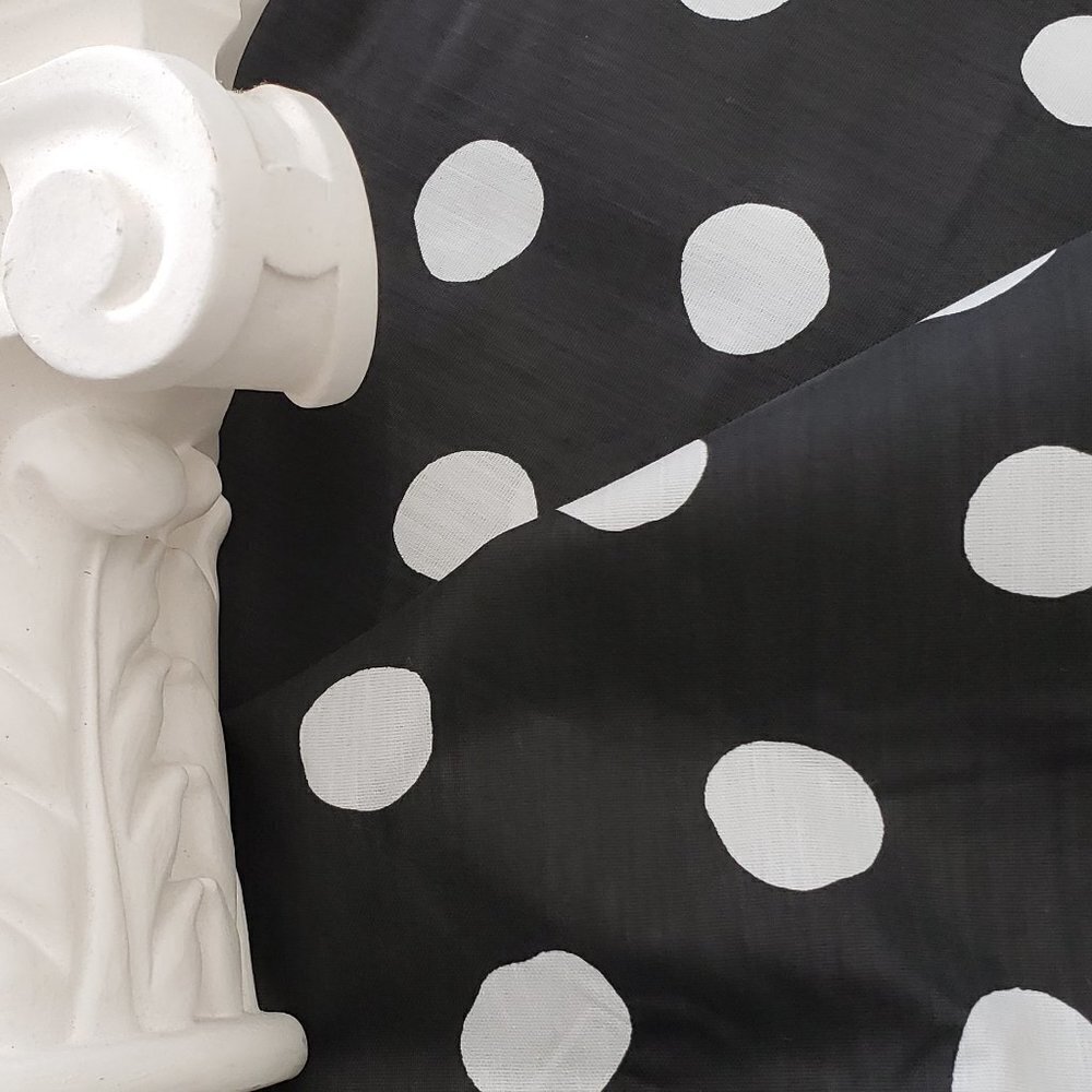 Unused - 4 Yards of Black Material Fabric with White Dots